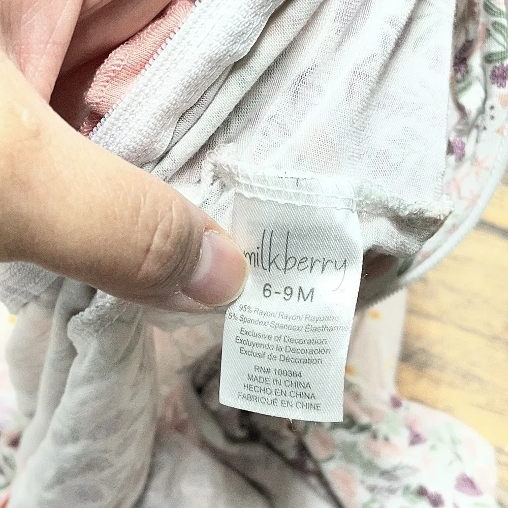 Milkberry Bamboo Sleeper Bundle Baby Girls 6-9m Floral Ruffle
